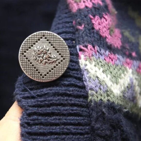 Vintage Northern Reflections Knit Button Up Sweater Vest Grannycore 90s Navy - Picture 8 of 9